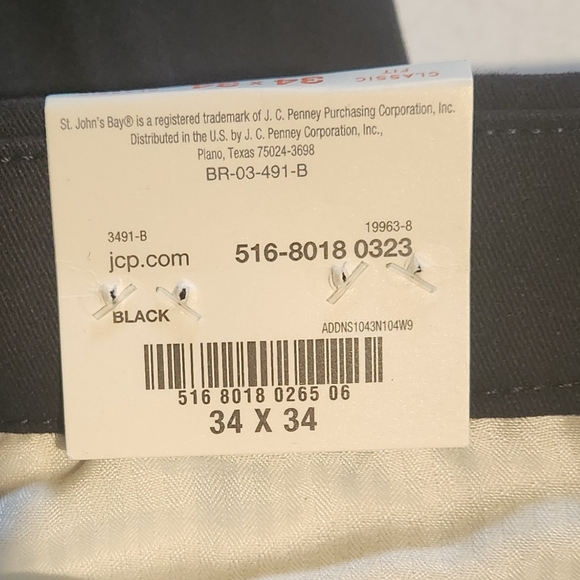 NWT St John's Bay Black Stretch Flat Front Classic Fit Trousers 34x34 - Picture 5 of 9